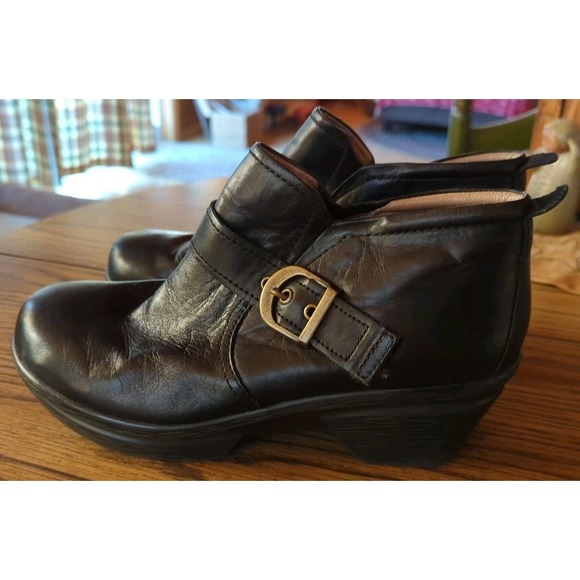 SANITA WOMENS BLACK LEATHER ANKLE BOOTS Size 40 US 9 - Picture 6 of 13